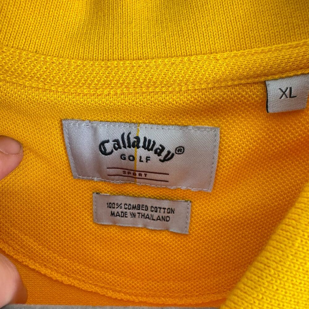 Callaway Golf Sport NWT 100% Cotton Yellow Short Sleeve 1/4 Button Polo Men's XL - Picture 6 of 7